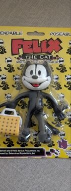 Felix the Cat Bendable Figure - Black & White with Yellow Bag